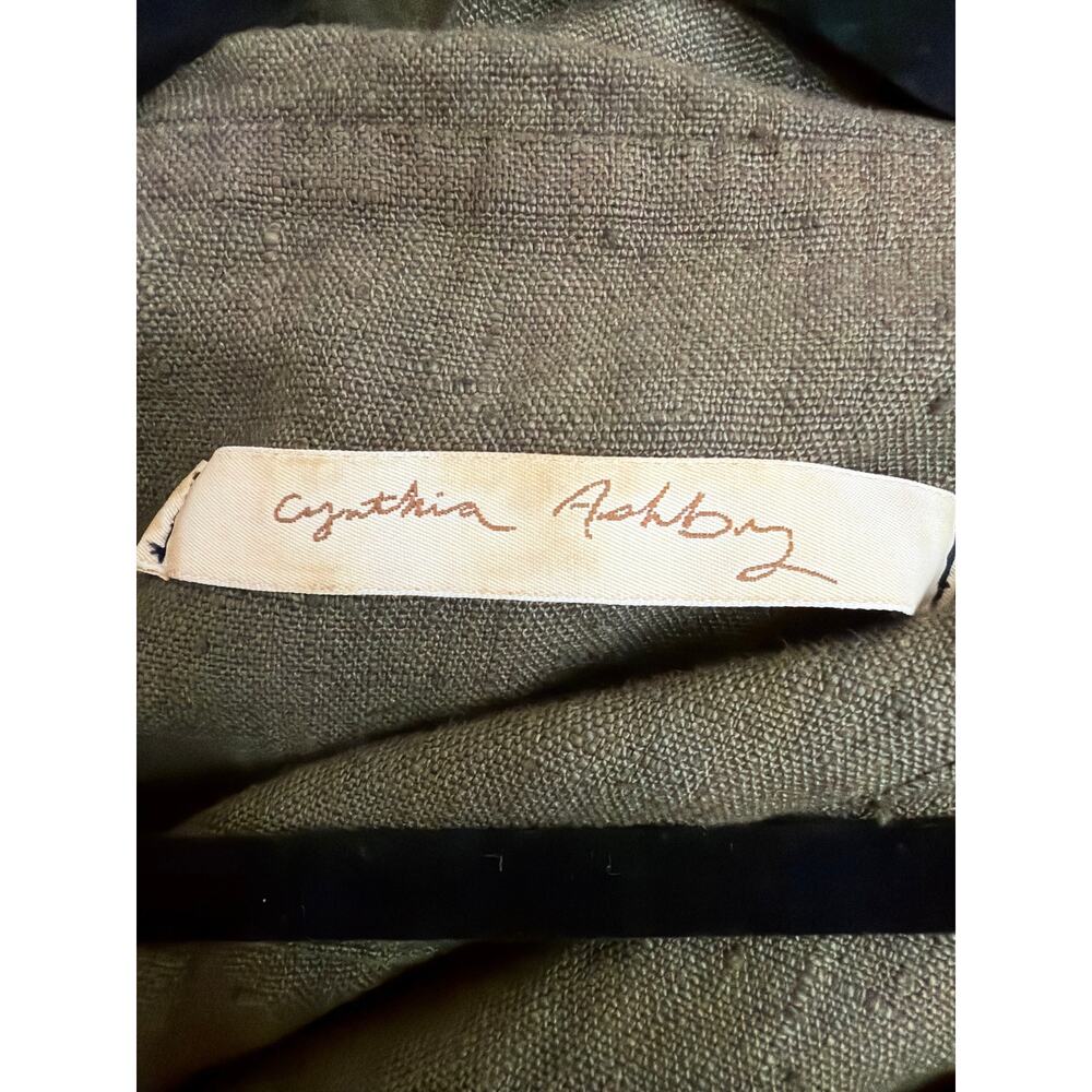 Cynthia Ashby Green Linen Long Sleeve Ruffled Snap Jacket Size XL - Picture 8 of 11